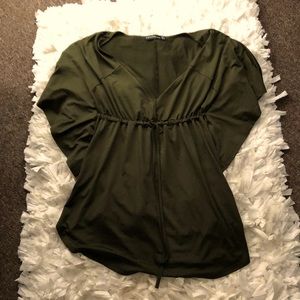 Flows Green Shirt with cinched waist